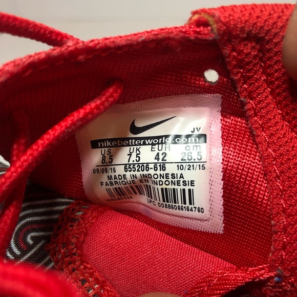 Nike Roshe Red & Grey Crazy Design Style Cross Trainers Men’s Size 8.5. - Picture 7 of 8